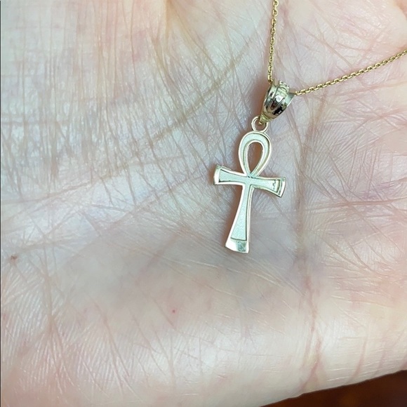 10k Rose Gold Egyptian Ankh Cross Pendant Necklace